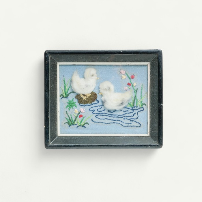 早期小鴨戲水多媒材立體畫