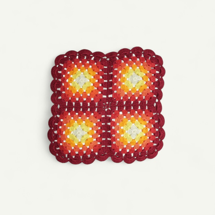 紅色手工針織墊